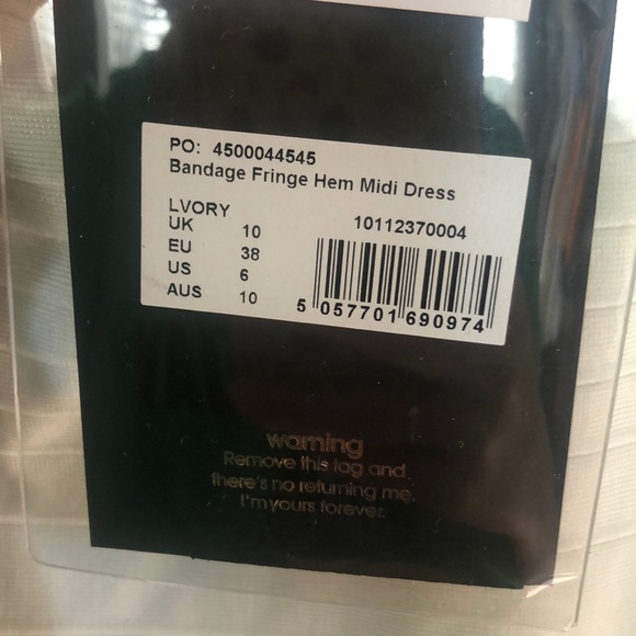 PEACE + LOVE Ivory White Bandage Fringe Midi Dress - Picture 2 of 2